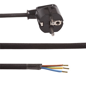 Fil électrique tissu ou câble électrique textile avec prise